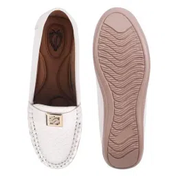 Shoetopia Women's White Wedge Loafers image 3