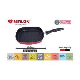 Nirlon Non-Stick Red Aluminium Concave Tawa & Grill Pan Combo Kitchenware Item Set of (2.6mm) image 3