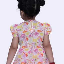 Twisha Girls White & Pink Cotton Regular Fit Printed Suit Set image 5