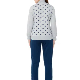 Sweet Dreams Grey Melange & Blue Printed Winterwear Tracksuit image 2