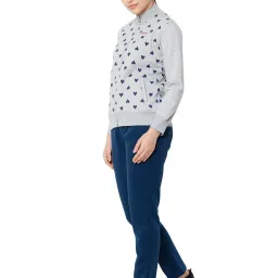 Sweet Dreams Grey Melange & Blue Printed Winterwear Tracksuit image 3