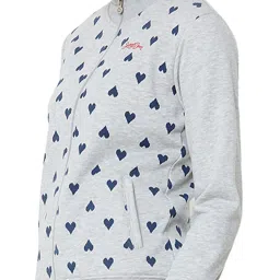 Sweet Dreams Grey Melange & Blue Printed Winterwear Tracksuit image 5