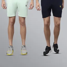 Vimal Jonney Pista Green & Navy Regular Fit Lounge Shorts - Pack of 2-picture-32