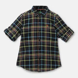 United Colors of Benetton Kids Boy's Regular Fit Spread Collar Checked Shirt-image-90