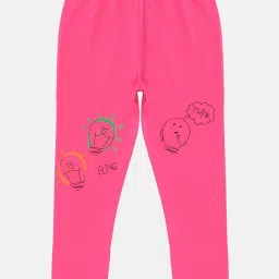 Kiddopanti Kids Pink Printed Leggings image 1