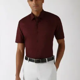 Peter England Maroon Cotton Regular Fit Printed Shirt-image-89