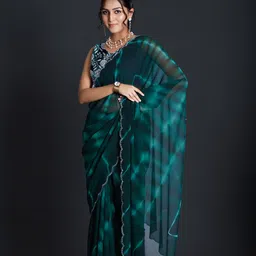 A.V.M Prints Tie and Dye Sequinned Maheshwari Saree-image-27