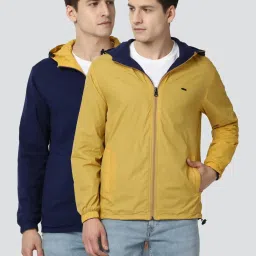 Peter England Casuals Yellow & Blue Regular Fit Reversible Jackets image 1