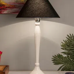 Homesake White & Black Solid Handcrafted Table Lamp with Shade-picture-13