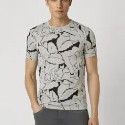 Van Heusen Grey Cotton Slim Fit Printed T-Shirt-picture-41