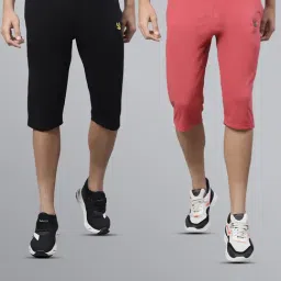 Vimal Jonney Black & Pink Regular Fit Lounge Capris- Pack of 2-picture-23