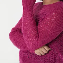 Vero Moda Curve Pink Self Design Sweater image 5