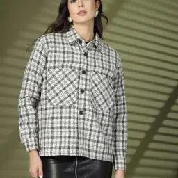 Chkokko White & Grey Chequered Shacket-picture-13