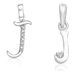 Taraash 92.5 Sterling Silver 'J' & 'J' Initial Letter Couple Pendants image 1