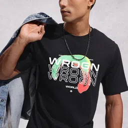 WROGN Brand Logo Printed Drop-Shoulder Sleeves Pure Cotton Comfort Fit T-shirt-picture-26