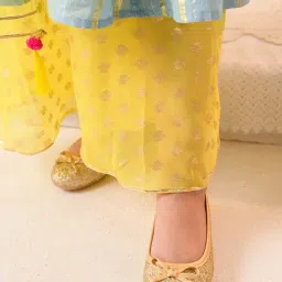 Pspeaches Girls Grey Cotton Regular Fit Printed Kurta Set image 5