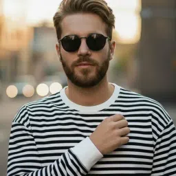 Mack Jonney Black Cotton Regular Fit Striped T-Shirt image 4