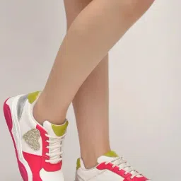 Shoetopia Women's White & Pink Sneakers-picture-15