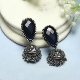 Biba Navy Oxidised Casual Jhumka-picture-16