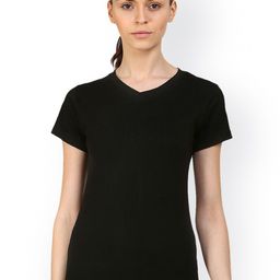 appulse Women Black Solid V-Neck T-shirt-picture-38