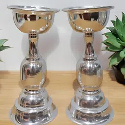 Sigaram Silvertoned 2 Pieces Glossy Brass Diyas-picture-18