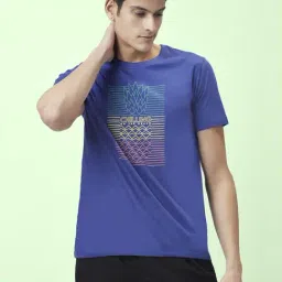 Urban Ranger by Pantaloons Royal Blue Cotton Slim Fit Printed T-Shirt-image-0