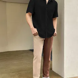 SZN Men Solid Spread Collar Cotton Casual Shirt-image-10