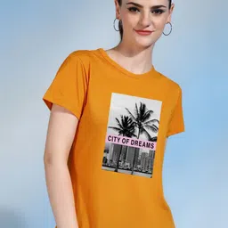 Moda Rapido Women Printed Bio Finish Raw Edge T-shirt-image-78