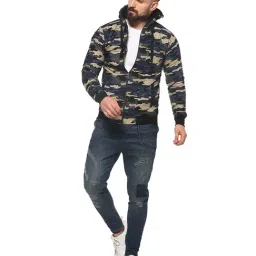 Campus Sutra Blue Regular Fit Printed Hooded Jacket image 5