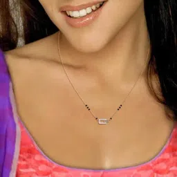 candere by kalyan jewellers 18k Rose Gold BIS Hallmark and Certified Diamond Mangalsutra Pendant with Chain for Women-picture-26