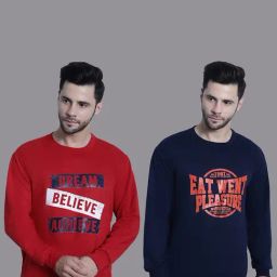 Vimal Jonney Red & Navy Regular Fit Printed Sweatshirt - Pack of 2-picture-40