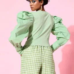 plusS Women Gorgeous Green Vertical Stripes Top image 4
