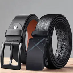 Provogue Men Set of 2 Textured Leather Wide Belt-picture-34