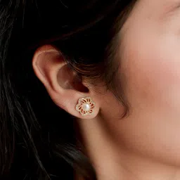 QUERALT Brass Plated Pearls And Cubic Zirconia Studded Floral Shaped Studs image 4