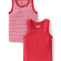 Babyhug 100% Cotton Knit Sleeveless Stripes  Sando - Red-picture-32