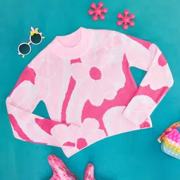 Pantaloons Junior Full Sleeves Floral  Designed Pullovers - Pink-image-32