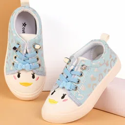 Cute Walk by Babyhug Slip On Casual Shoes with Bow Lace Applique - Blue-picture-10