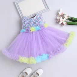 The Magic Wand Woven Sleeveless Floral Applique & Ruffle Detailed Dress - Lavender-picture-25