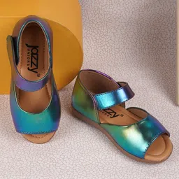 Jazzy Juniors Iridescent Velcro Closure Sandals - Multi Colour-image-7