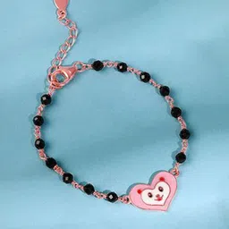 GIVA Girls 925 Silver Rose Gold-Plated Artificial Beaded Nazariya Charm Bracelet-picture-32