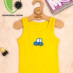 COCOON ORGANICS Anti-Microbial Pack Of 5 Sleeveless Car Print Vests - Multi Colour image 3