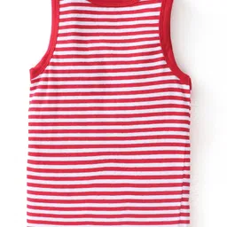 Babyhug 100% Cotton Knit Sleeveless Stripes  Sando - Red image 3