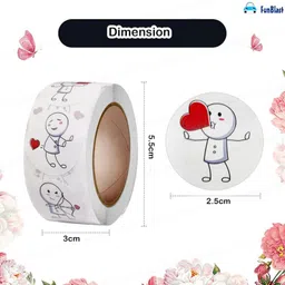 FunBlast Round Shape Love Emoji Stickers 4 Rolls image 3