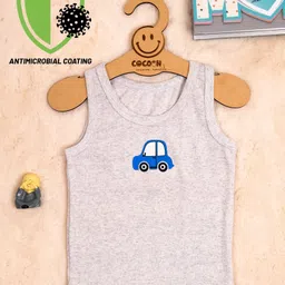 COCOON ORGANICS Anti-Microbial Pack Of 5 Sleeveless Car Print Vests - Multi Colour image 5