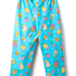 Babyhug Cotton Knit Half Sleeves Co-Ord Night Suit With Tropical Print - Light Blue image 5