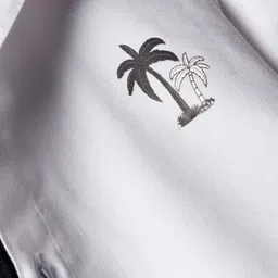 Dapper Dudes Full Sleeves Palm Trees Printed Shirt With Attached Tee - White image 5
