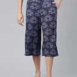 Enamor Indigo Blue Printed Lounge Pants image 1