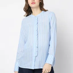 Vero Moda Blue Cotton Striped Shirt image 1