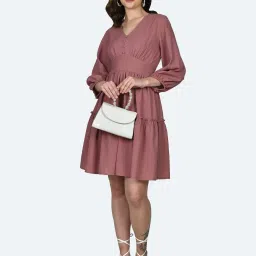 Zink London Dusty Pink Fit & Flare Dress image 1