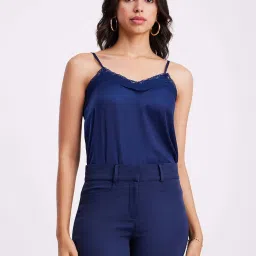 Fablestreet Blue Satin Lace Work Camisole image 1